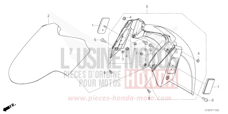 KOTFLUEGEL, VORNE von Forza 350 PEARL FALCON GRAY (NHC61) von 2021